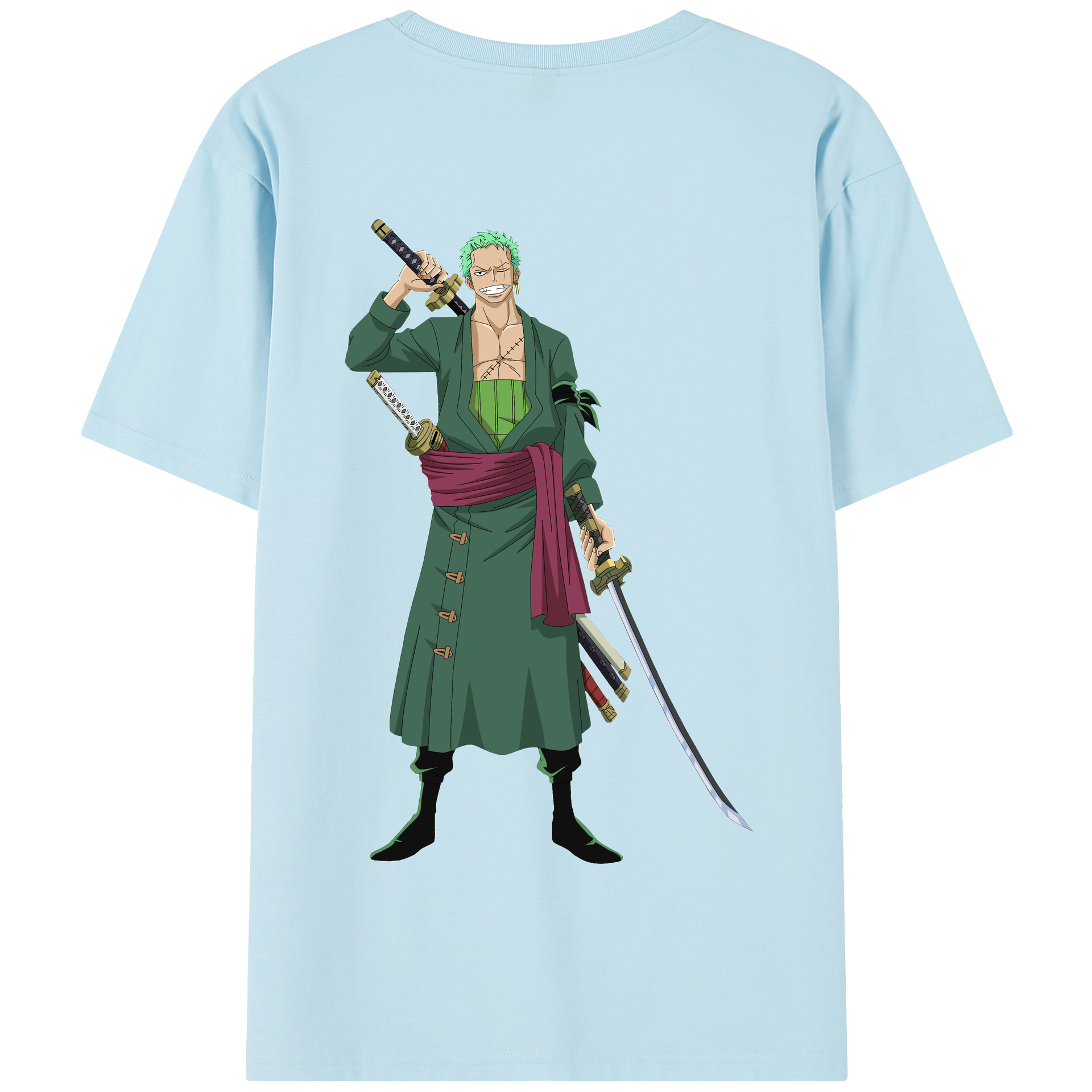ワンピース ロロノア・ゾロ ONE PIECE Roronoa Zoro 綿100％半袖Tシャツ（背面プリント）